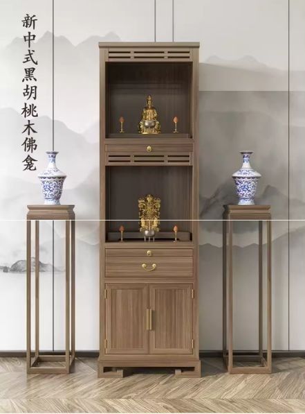 實木家用兩層佛龕佛櫃佛台立櫃供桌簡約新中式祖先神台神龕 w7284|執到寶傢俬