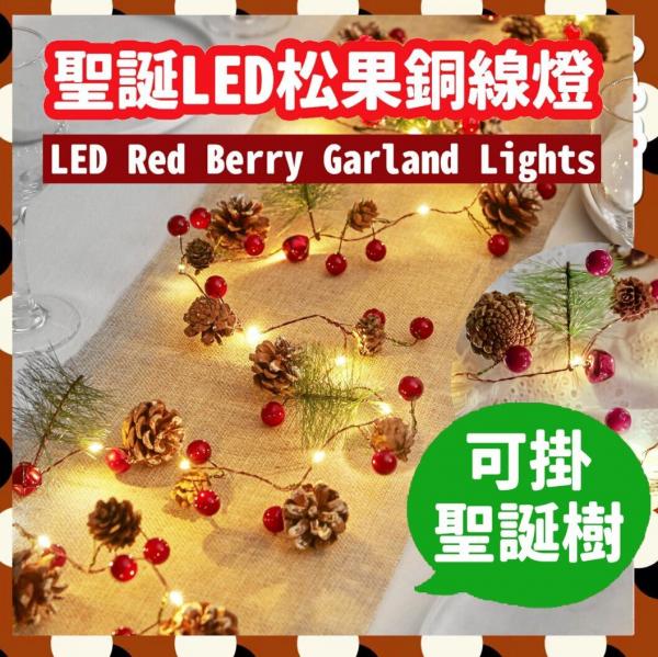 LED松果銅線燈- 2米花環燈LED燈串-暖白燈裝飾氣氛節日彩燈串村屋露台天台露營車中泊防水聖誕燈飾求婚